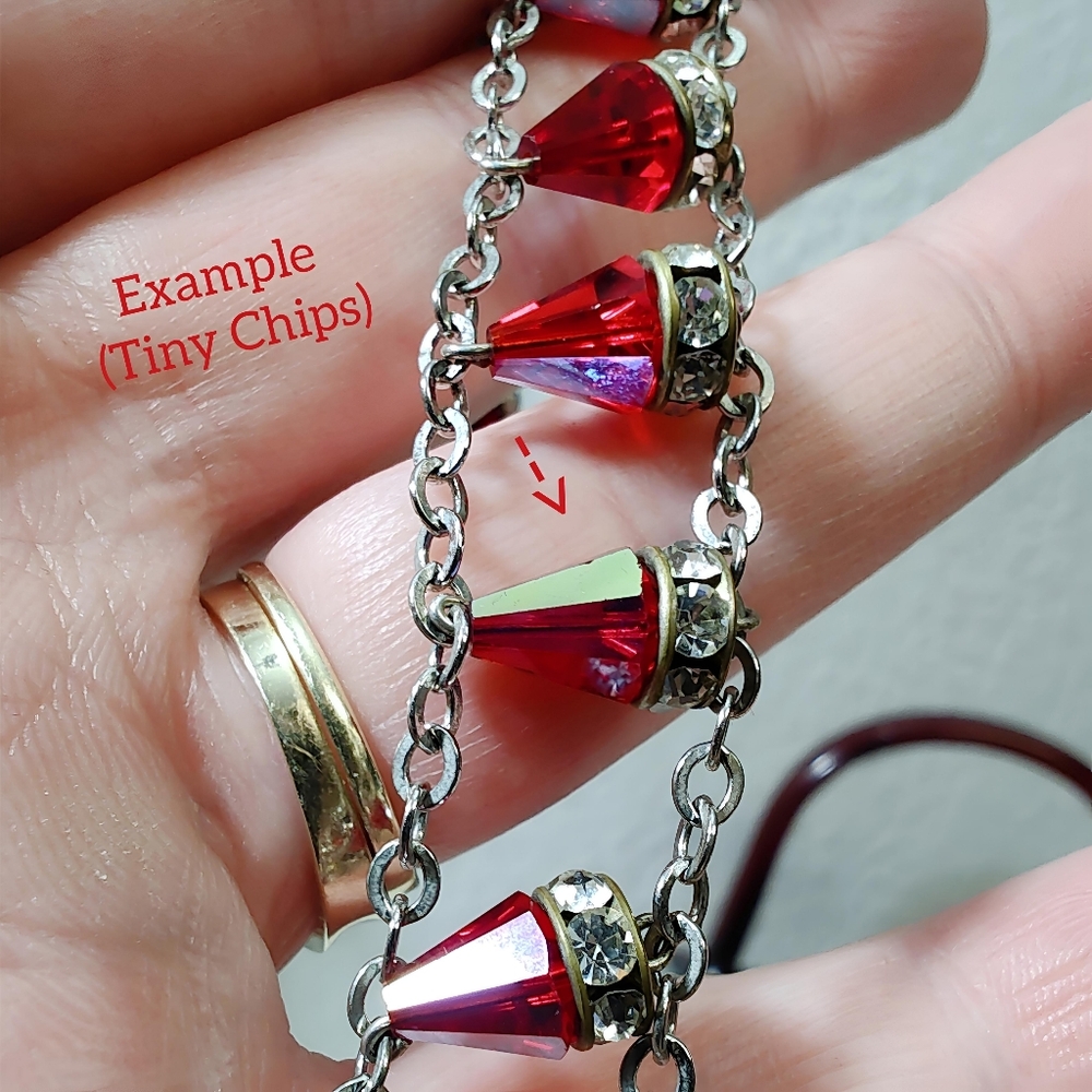 Vintage Sterling Silver RARE Red Siam Aurora Boreale Swarovski Crystal Bracelet - Picture 11 of 13
